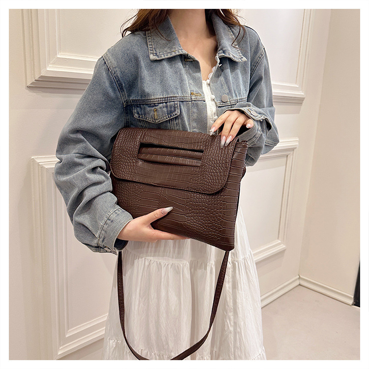 New cross-border foreign trade crocodile pattern strap clutch bag, large-capacity file bag, storage bag, official document bag, crossbody bag undefined