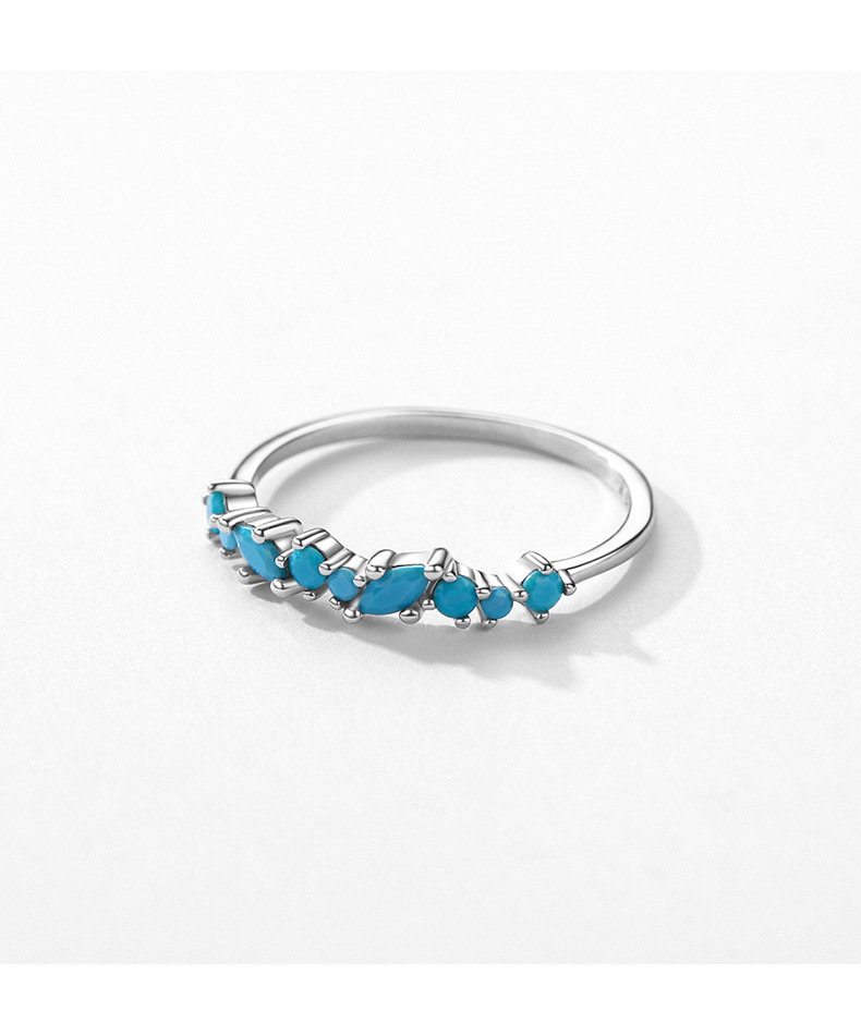 Fashion Round Sterling Silver Inlay Turquoise Rings 1 Piece