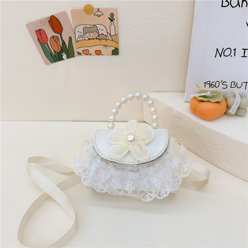 Bagos de princesa de perlas de moda, bolsos lindos para niños, mochilas de textura casuales, bolsos de cambio, accesorios