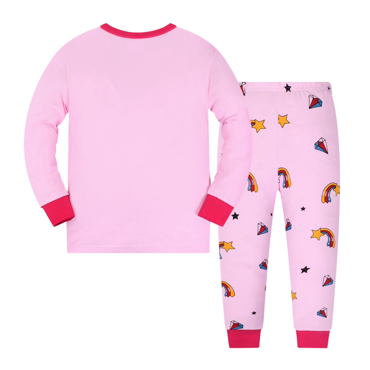 Otoño nuevo traje de desgaste para el hogar de los niños de estilo europeo y americano algodón de las niñas cómodo unicornio pijamas de dos piezas conjunto