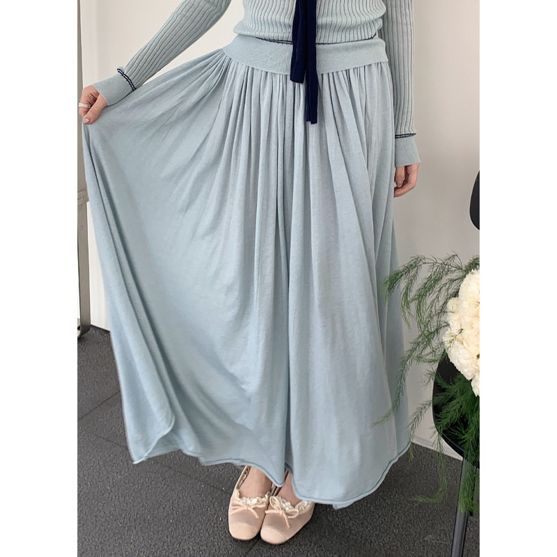 Yier Shirt Extra Large Skirt with Draped Hem, Elastic Waist, Versatile Women's Long Skirt, Stylish Pleated Skirt 0222 Yier Shirt Extra Large Skirt with Draped Hem, Elastic Waist, Versatile Women's Long Skirt, Stylish Pleated Skirt 0222