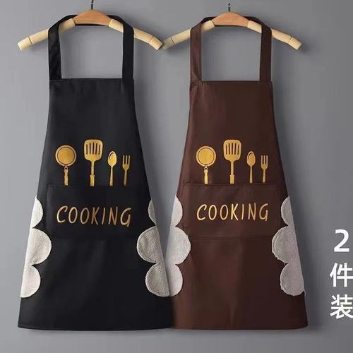 Home Use Washable Kitchen Korean Style Nordic Wind Square Waterproof Apron Cover Up for Couples Adult Custom Printed Ad Logo