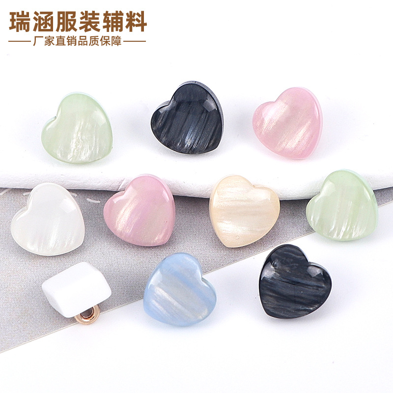 树脂金属高脚桃心/正方形珠光爱心钮扣 糖果色衬衫毛衣针织衫扣子
