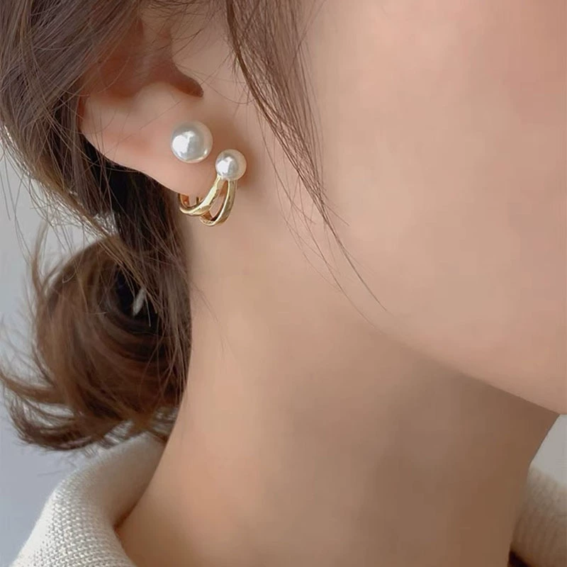 Серебряная игла, винтажный кривой сережки из жемчуга, корейский стиль, образец 925 серебро, блогер, тренд сезона