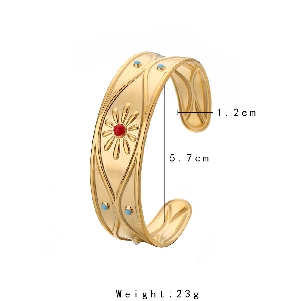 Fashion Flower Stainless Steel Plating Bangle 1 Piece