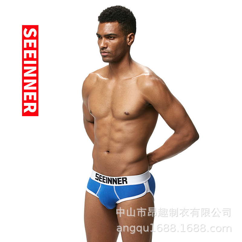 Nueva ropa interior de los hombres de algodón transpirable personalidad de la moda color a juego de cintura baja escritos de comercio exterior AliExpress transfronteriza