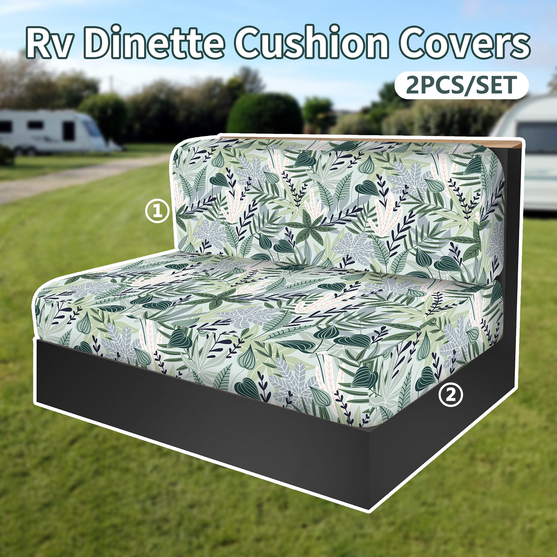 Two-Piece Set of Printed Milk Silk Four-Season Universal Elastic Rv Seat Cushion Cover Camping Car Seat Cushion Sofa Cover