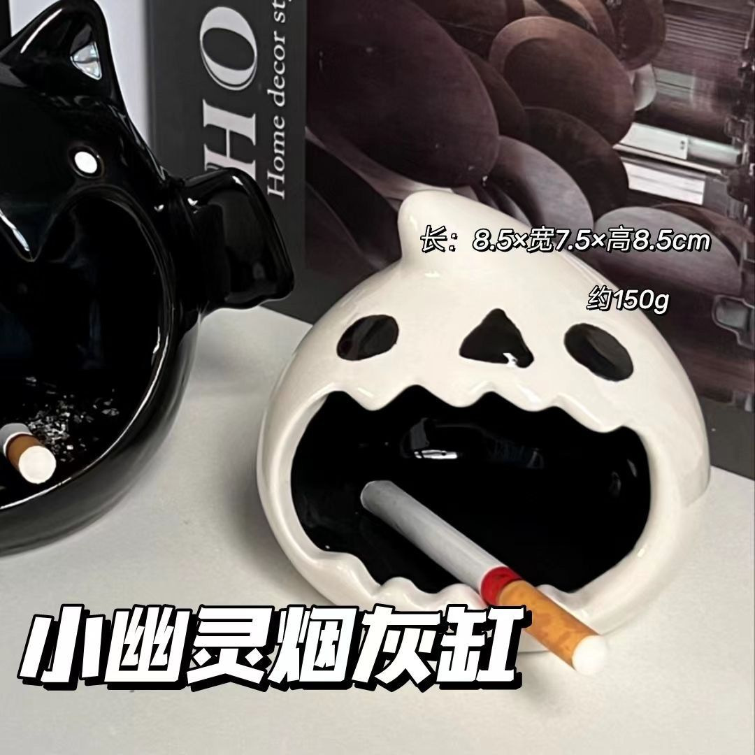 (2개) 공장 직접 세라믹 재떨이 귀여운 재미있는 창조적 인 유령 재떨이 높은 감각 가정 거실 장식품