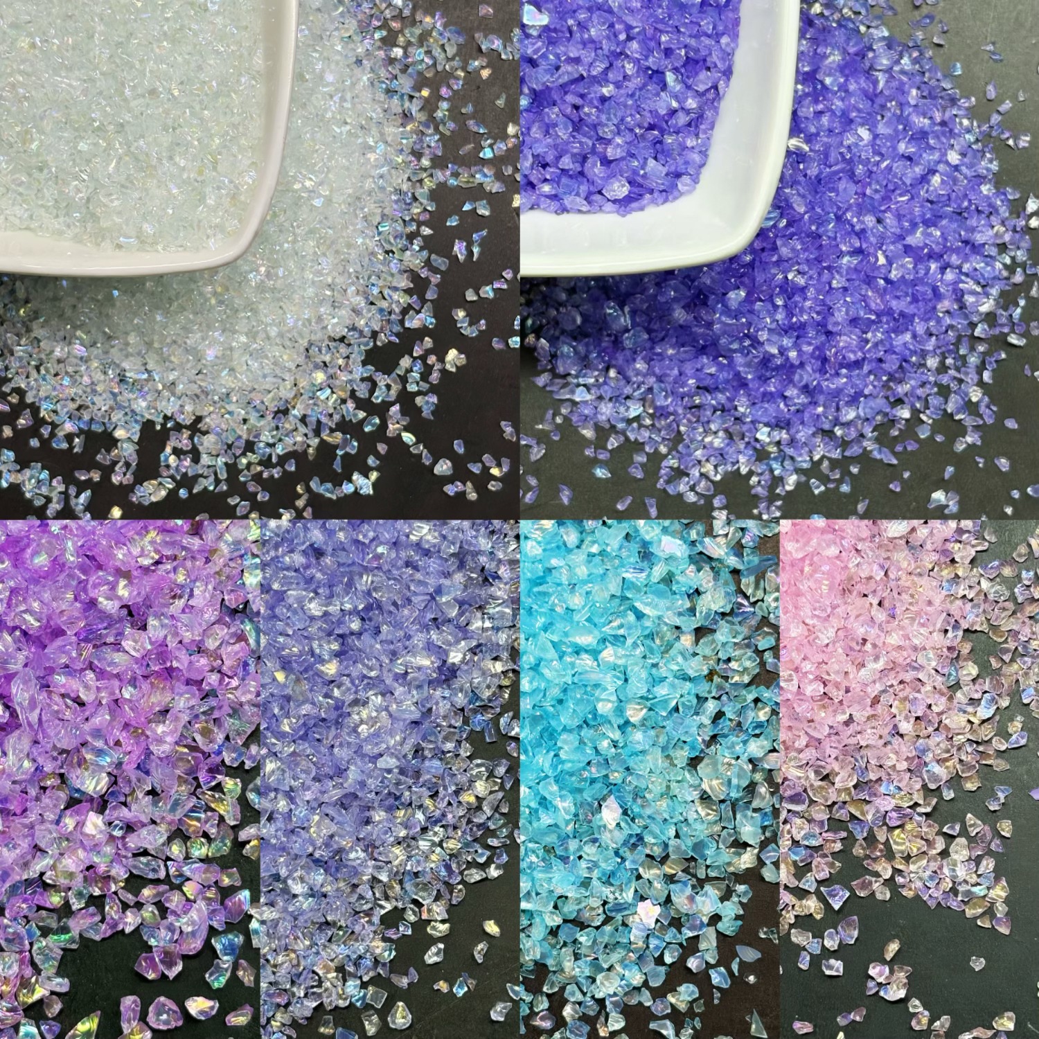 Douyin Live Broadcast Shiny Ab Symphony Glass Gravel Fragments DIY Filler Photo Frame Nail Art Decoration Accessories Material