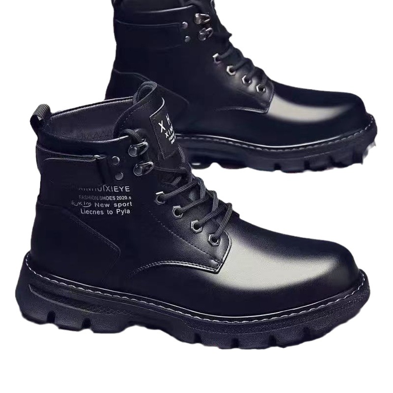 Otoño e Invierno 2022 nuevas botas de hombre de estilo coreano zapatos de media altura Martin botas casuales de cuero de los hombres botas forradas de lana engrosadas
