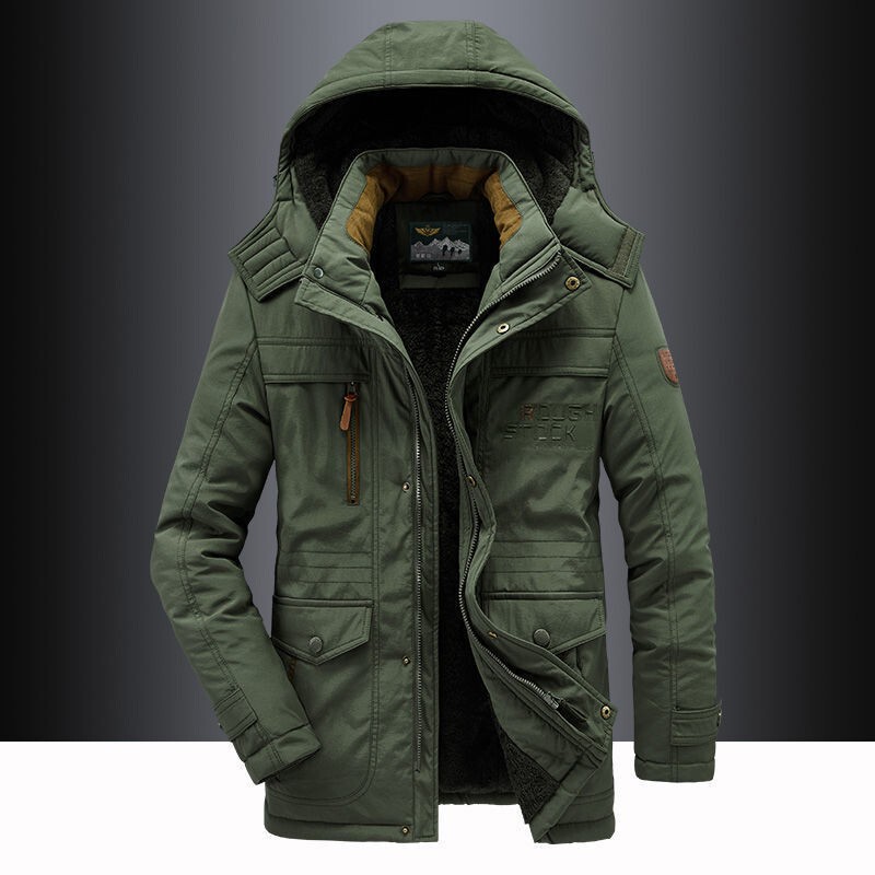 2026 New Vintage Style Cotton Jacket for Middle-Aged and Elderly Men, Washed Jacket, Fleece-Lined and Thickened Outdoor Jacket, Cross-Border