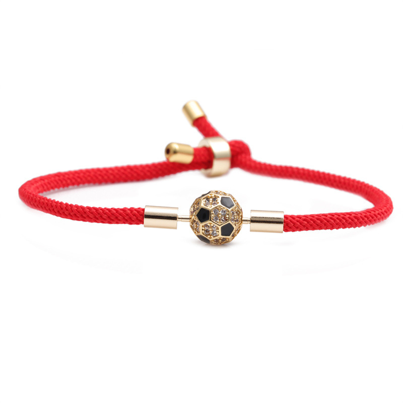 Fashion Colorful Woven Diy Red Milan Rope Stretchable Adjustable Rhinestone Ball Copper Bracelet display picture 6