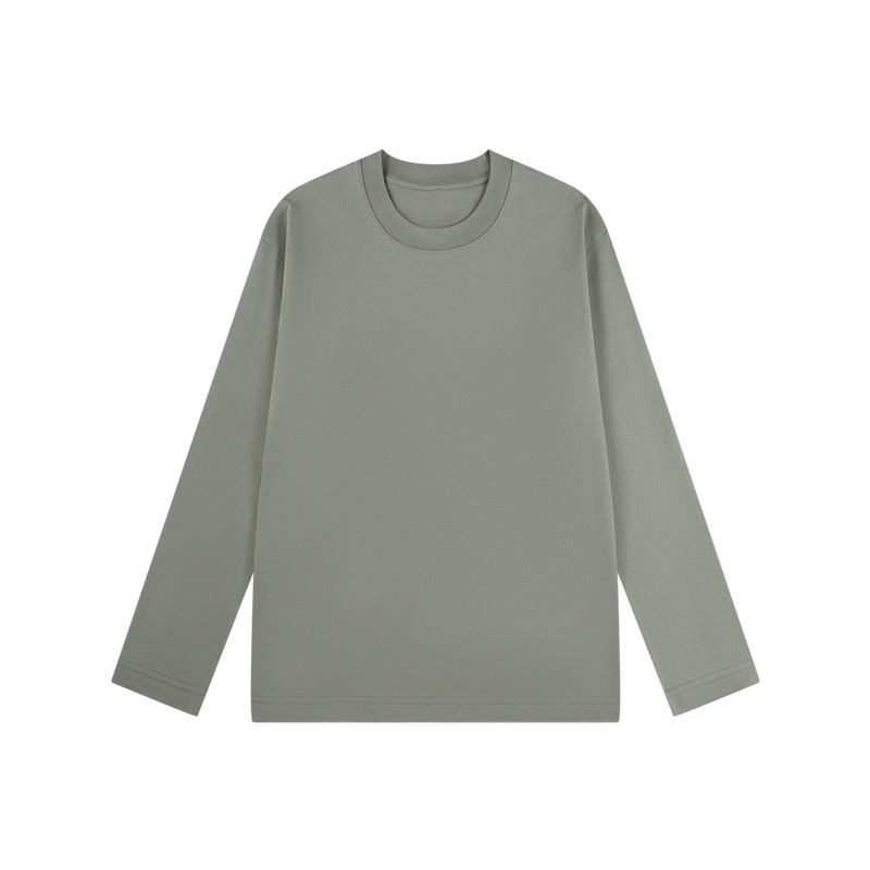 230グラム秋新疆精櫛棉重ポンド丸首純色長袖男tシャツゆるいシャツ代発|undefined