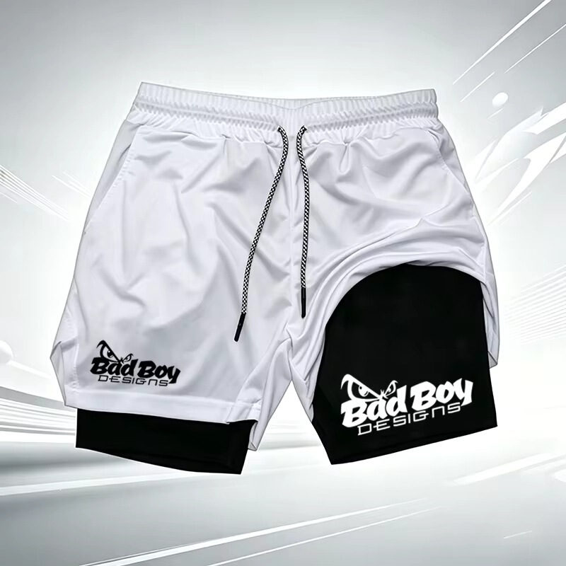Bad Boy Design Graphic 2-in-1 Men's Sports Shorts Quick Dry Anti-Friction Compression Lined Shorts for Sports and Bad Boy Design Graphic 2-in-1 Men's Sports Shorts Quick Dry Anti-Friction Compression Lined Shorts for Sports and