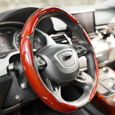 Handlebar Cover Laser Carbon Fiber – Steering wheel cover - laser-carbon-fiber-red-3-piece-pack-38cm