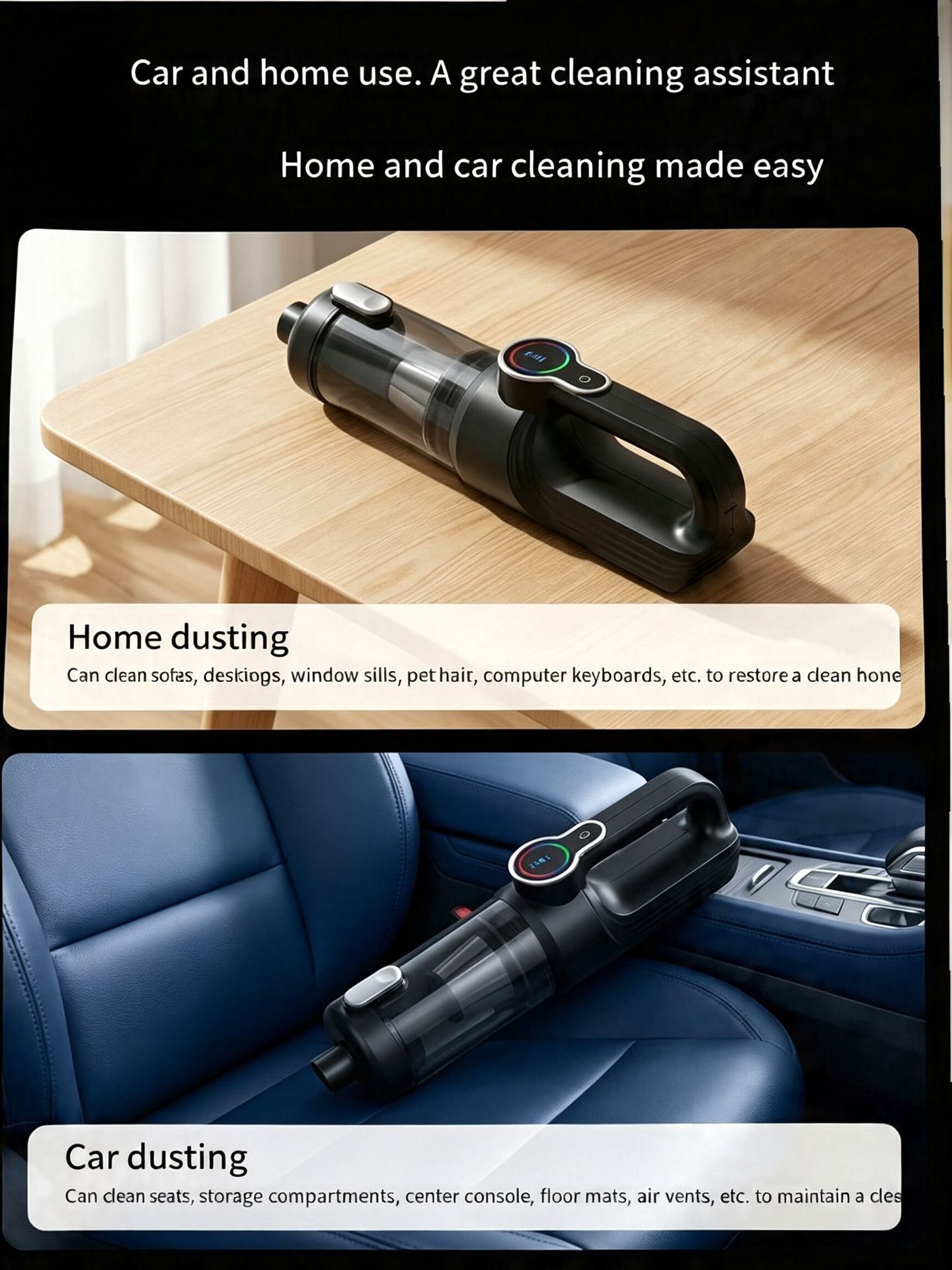 Car Vacuum Cleaner Car Wireless Charging Car Home Handheld 120W High Power Suction Wet and Dry Cross Border