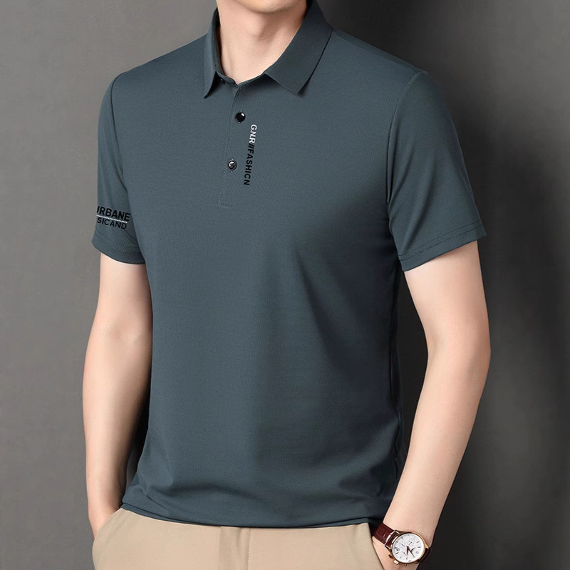 人気の対外貿易中年男性半袖ポロシャツ夏の新しいクロスボーダーカジュアルファッションTシャツ薄いお父さんトップ|undefined