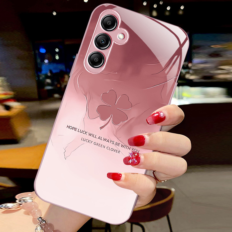 For Samsung A73 Creative Phone Case S11Plus Lucky Four-leaf Clover S21FE Advanced Sense Liquid Glass A42