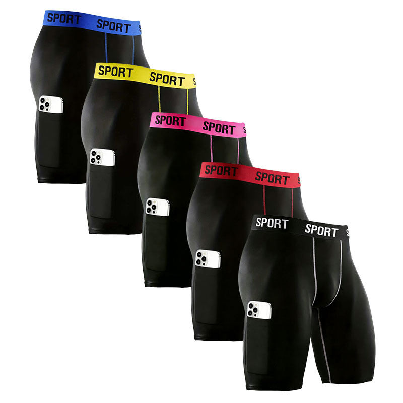 Pantalones interiores de hombre transfronterizas alargadas pantalones interiores deportivas de hombre anti-desgaste piernas de bolsillo anti-desgaste entrepierna larga para correr
