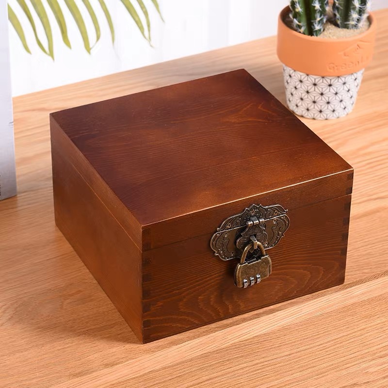 Retro table modern and minimalistic storage box from natural wood