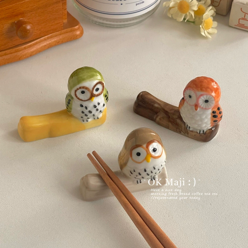 Креативная подставка для палочек для еды в виде совы, держатель для ручек, милая керамическая подставка для палочек для еды, подушка для палочек для еды, высококачественный держатель для посуды для домашнего обеденного стола