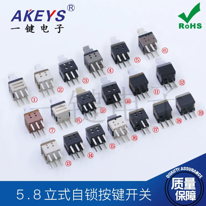 5.8*5.8mm Self/No Lock button switch 3/6 foot high flat head with horizontal bars single double -row boot connector