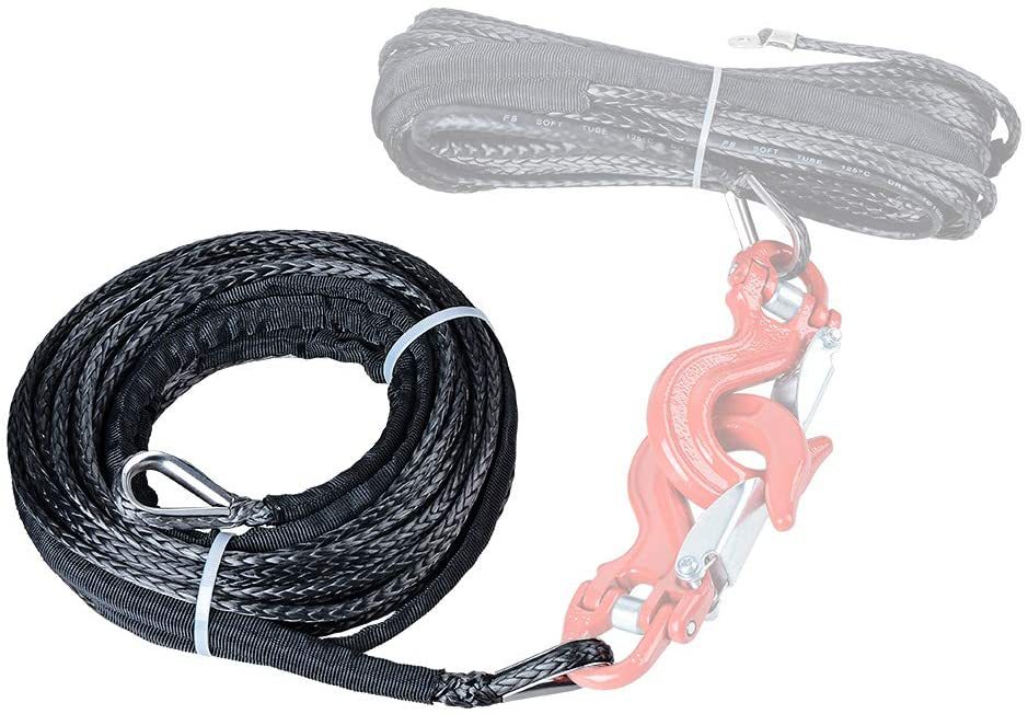 6mm Synthetic Fiber Rope Winch Rope 7700 Pounds 1/4 Polymer Trailer Rope Hook Uhmwpe Electric Winch Extension