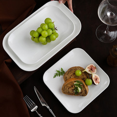 Square plate household ceramic European steak Western dinner plate creative tableware high-end steamer fish plate white food plate
