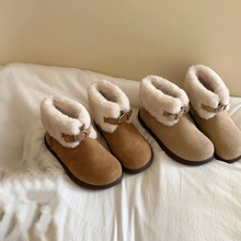 软皮版~雪地靴女2025年冬季新款时尚休闲百搭毛绒短靴加绒棉鞋子