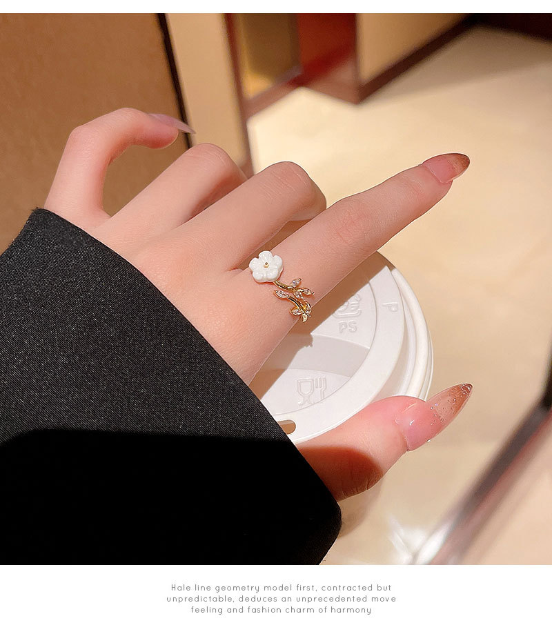 Fairy Style Flower Copper Plating Zircon Open Ring