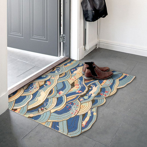 Japanese silk circle straight to the point entrance door mat can be cut into the door carpet door mat door mat home light luxury