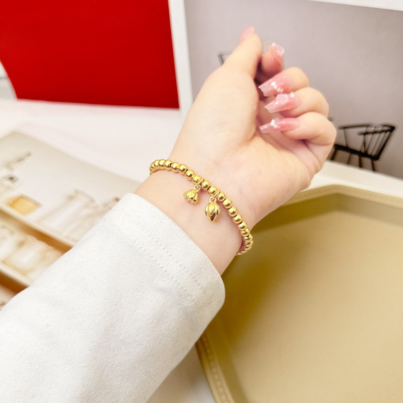 Herencia DE LA RED celebridad vivir dos Lotus pulsera de cuentas mujer Lotus mano cadena imitación 24K oro fabricantes al por mayor