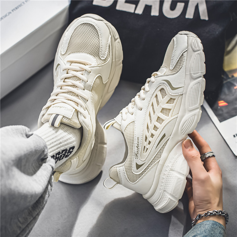 Tallas grandes zapatos de hombre otoño e invierno marca de moda de malla deportiva casual zapatos para correr adolescentes fondo grueso antideslizante resistente al desgaste zapatos de moda papá