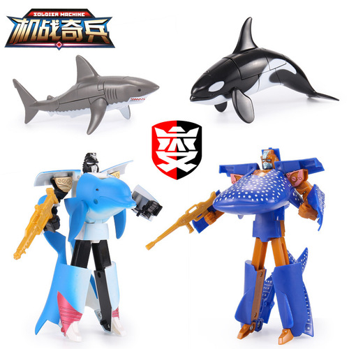 Ocean Park Kingdom Transformed Dolphin Great White Shark Killer Whale Shark Aquarium Robot Educational Toy Robot Wars