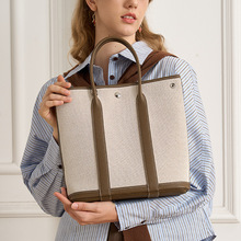 竖版30花园帆布包设计感小众单肩真皮女高级感笔记本大容量手提包