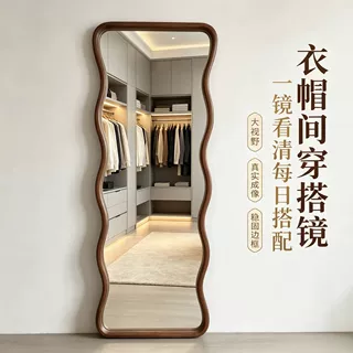 落地穿衣镜轻奢复古全身镜家用复古异形试衣镜卧室客厅镜子新款式
