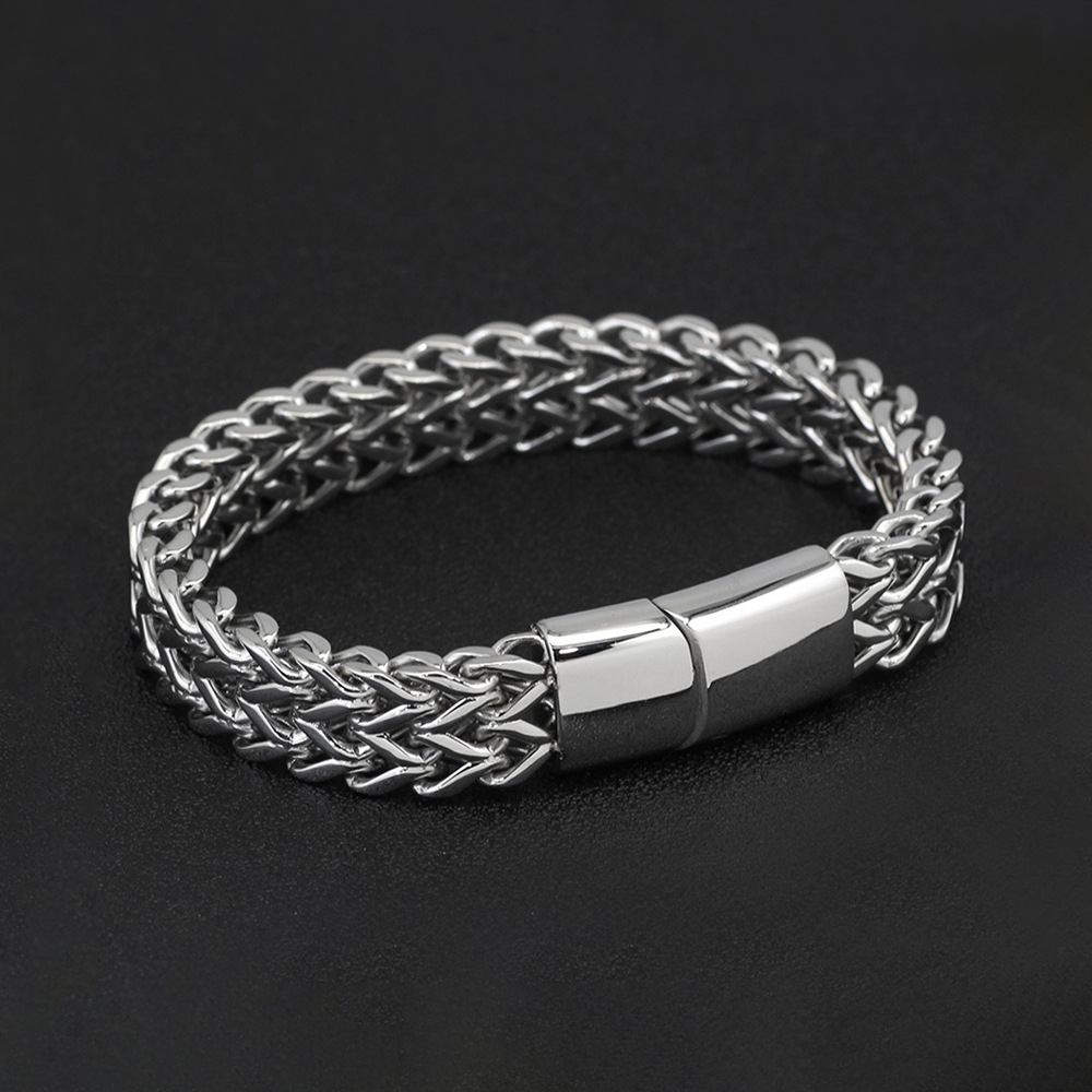 Stainless Steel Double Layer Magnetic Clasp Bracelet For Stacking_voghion.com