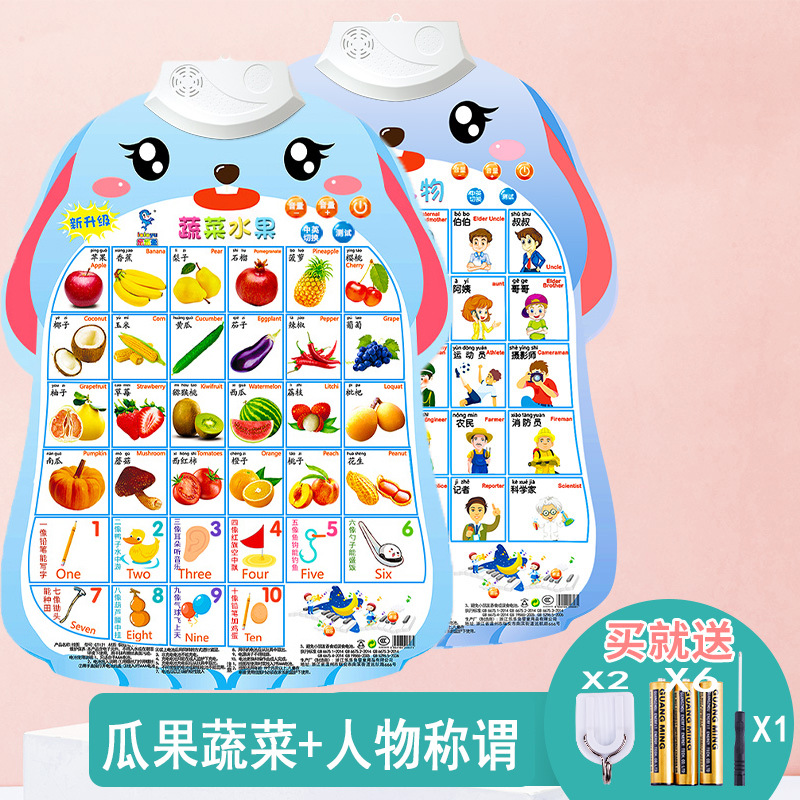 Leliyu children's early education voice and audio Wall Chart point reading literacy pinyin letters Enlightenment cognition one-piece delivery