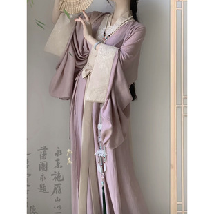 暗纹交领两件直裾汉服秋复原款全套战国袍汉服女日常新款拖尾复古-阿里巴巴
