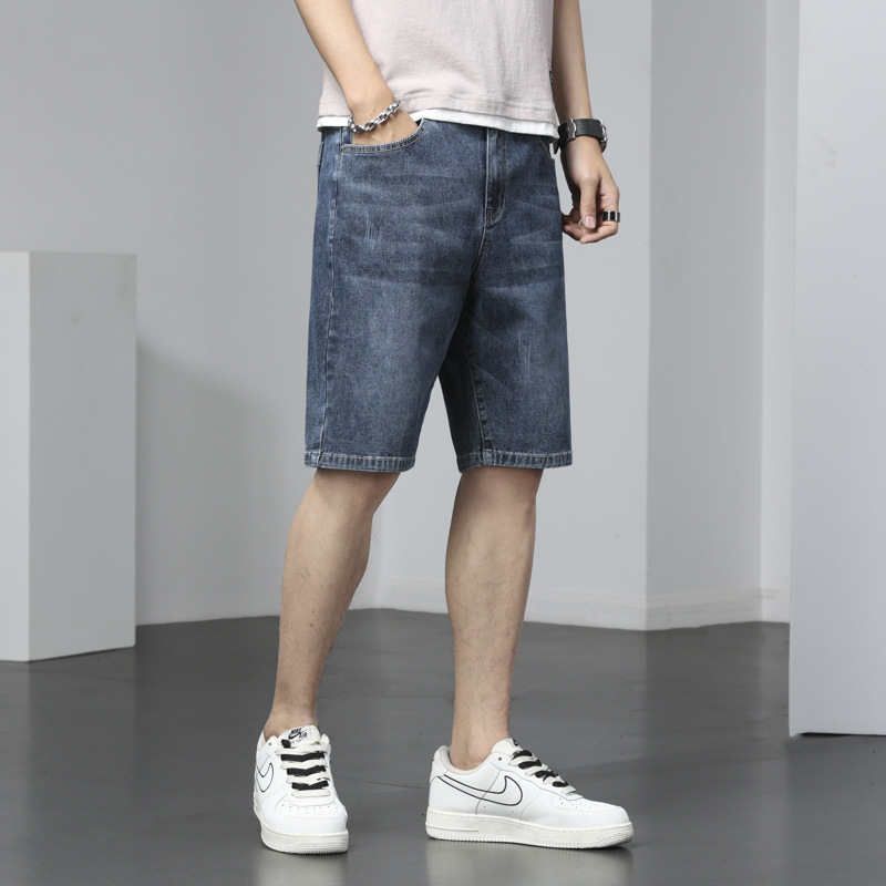 Denim Shorts Men's 2024 Summer New Korean-style Fashionable vibe Straight Loose Casual Five-point Pants