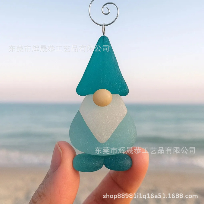 跨境新款Christmas Sea Glass Ornaments圣诞海玻璃装饰品|undefined