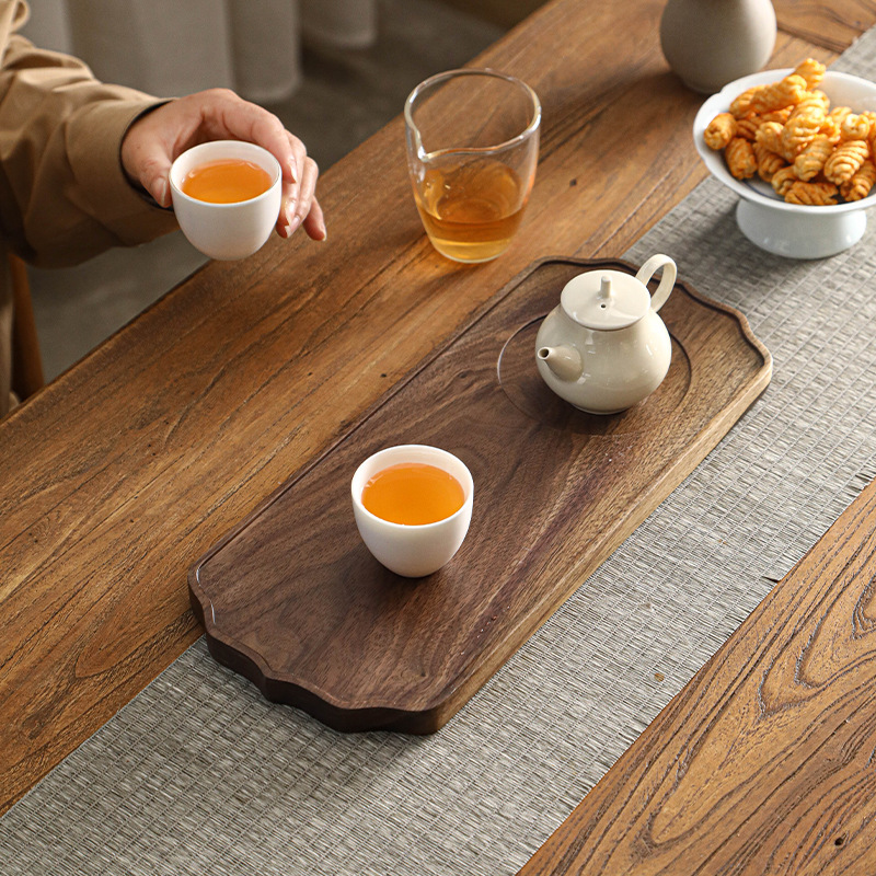 木质干泡台北美胡桃木托盘方形功夫茶盘家用茶点盘新中式实木托盘