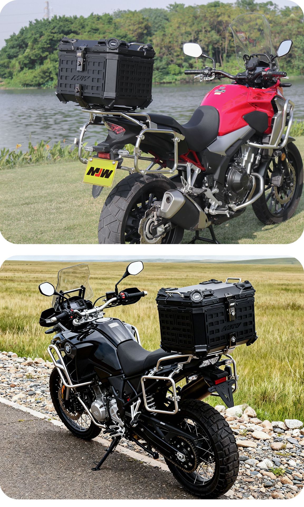 Motorcycle Mjw45L55L65L Black Base Black Mesh Armor Aluminum Alloy Tail Box Quick-Release Travel Tool Box Rear Tail Box