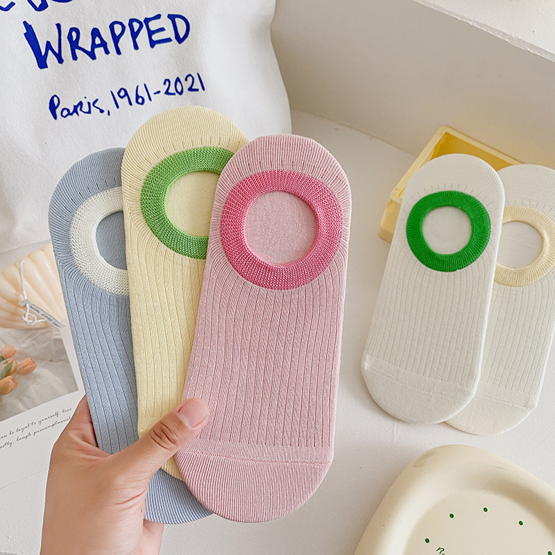 襪子女全棉船襪多巴胺抽條拼色棉襪網紅夏季薄款隱形襪批發