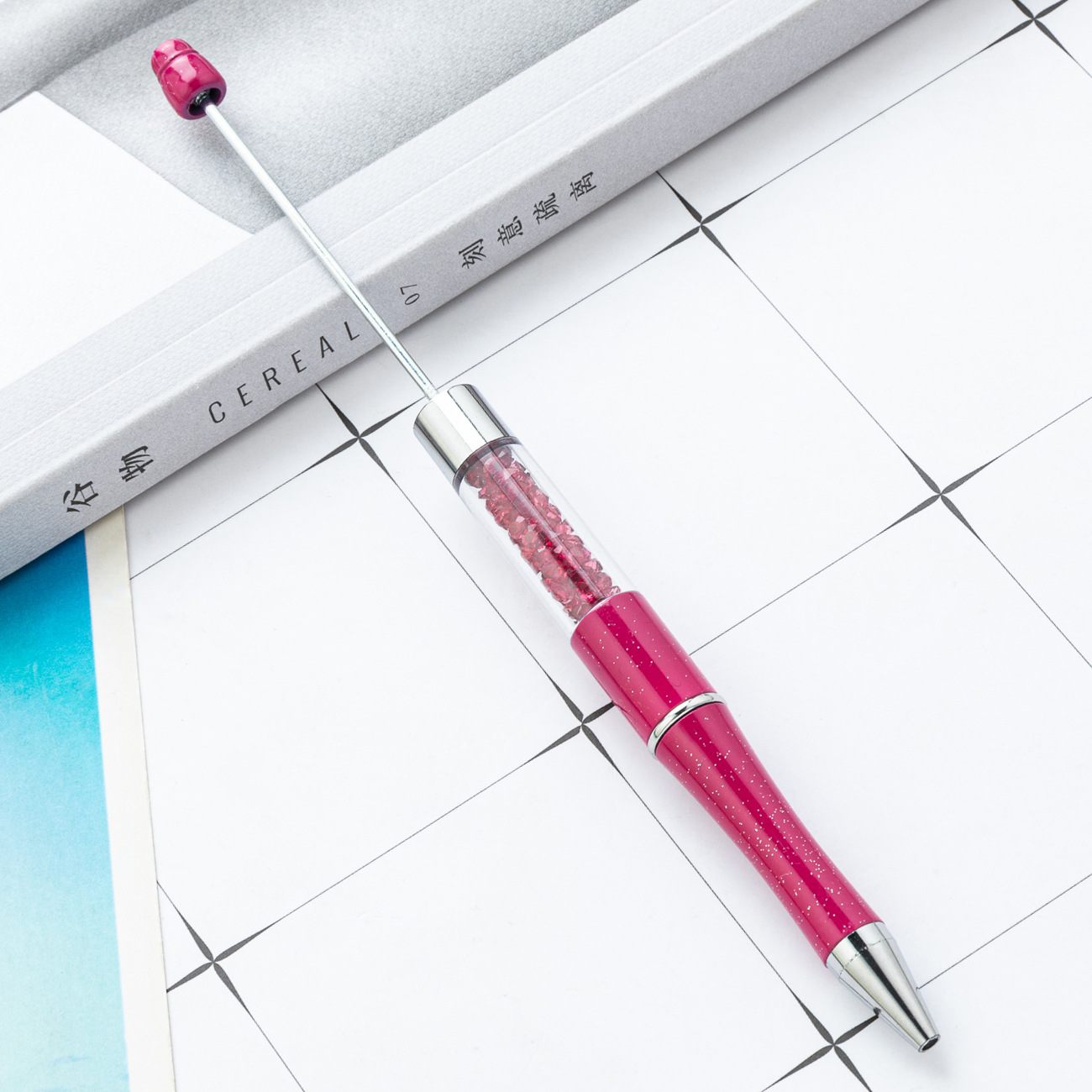 Bolígrafo con cuentas de cristal de bricolaje bolígrafo con cuentas de plástico giratorio multicolor bolígrafo de regalo publicitario creativo al por mayor