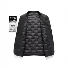 2025冬季新款中年男士羽绒西装时尚休闲保暖白鹅绒羽绒服外套男装