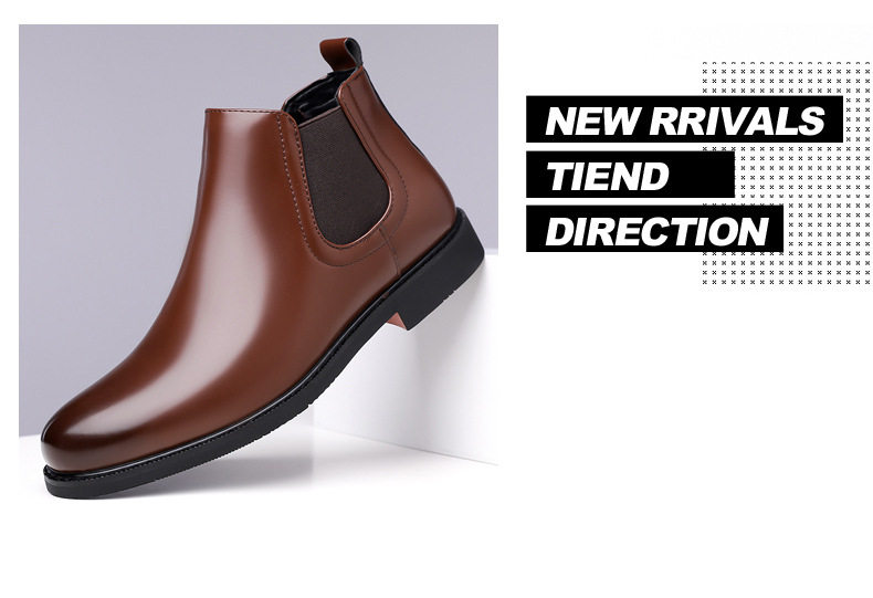 Giày bốt Martin nam cổ trung lót nhung, da bò, đế cao su chống trượt — Màu nâu cộng với nhung, Màu đen cộng với nhung, giày màu nâu, giày đen chi tiết 8