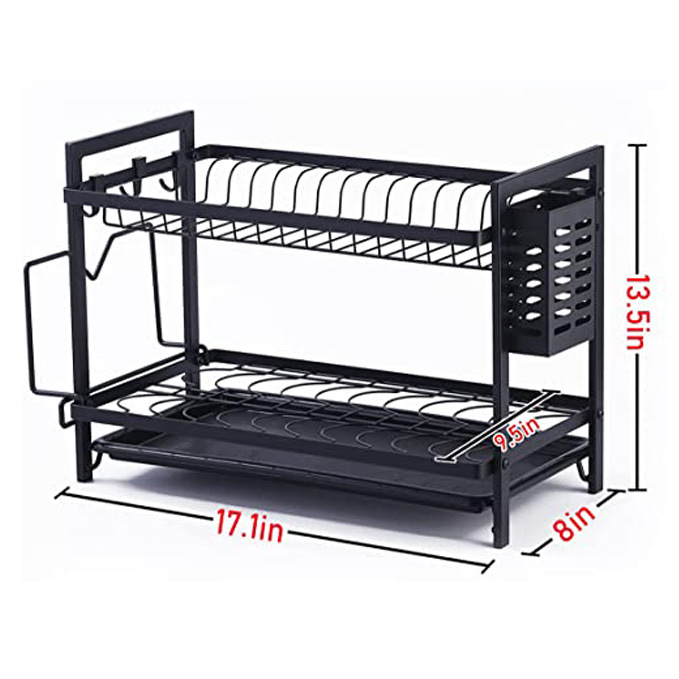 Cocina soporte de almacenamiento de vajilla de doble capa, vajilla, estante de drenaje, estante de drenaje, canasta de drenaje, fregadero, fregadero, estante de tazón