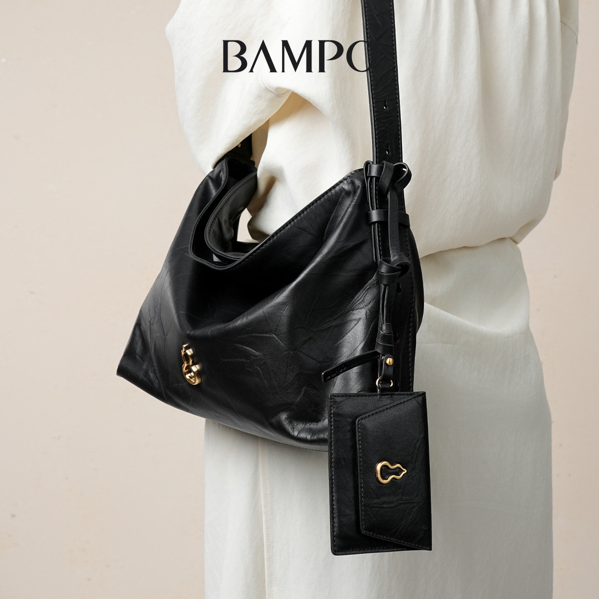 [Dong Jie Style] BAMPO Banpo Mianmian Medium Bag - Top Grain Cowhide Tote, Commuter Crossbody Hobo Bag - Thumbnail 7