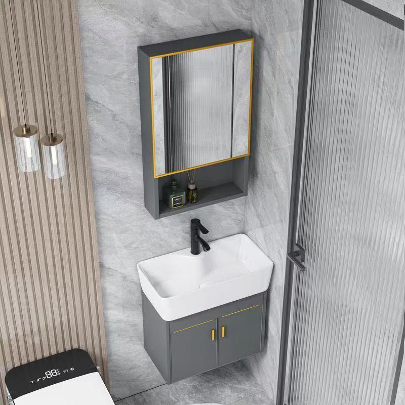 Baño pequeño mini lavabo lavabo espacio gabinete de baño de aluminio combinación de tamaño pequeño lavabo ultra estrecho
